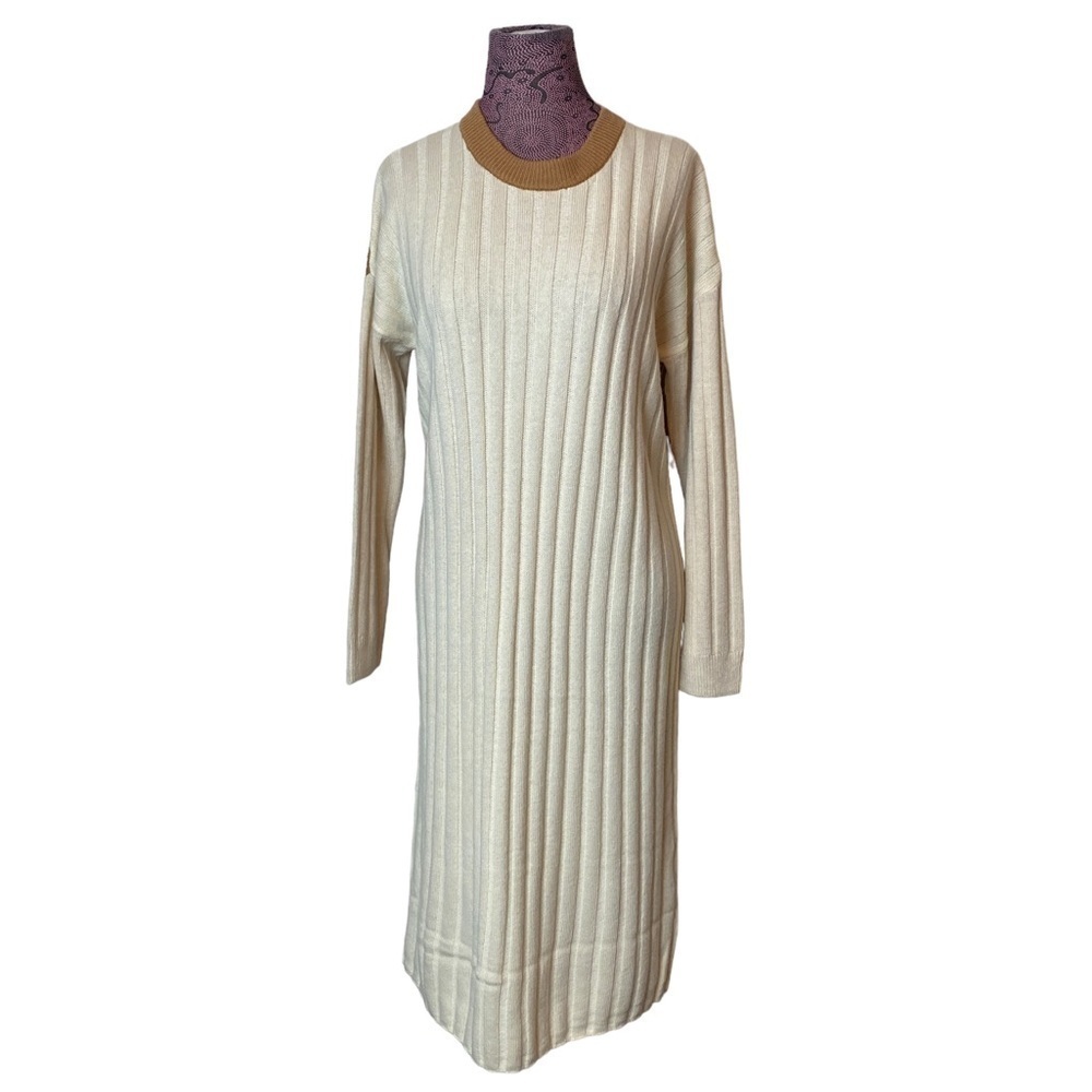 Madewell Sz M Wool Blend Midi Sweater Dress NEW Two Tone